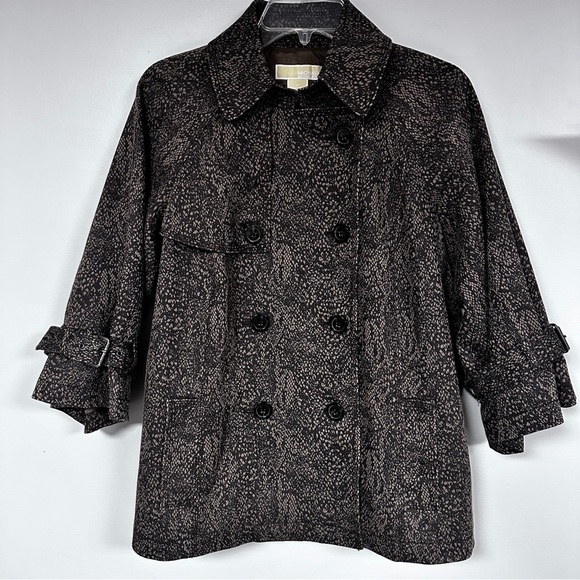 KORS Michael Kors Jackets & Blazers - Michael Kors  Snake (Brown & Tan) Print Belted Pea Coat/ Fully Lined Jacket, L